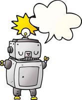 cartoon robot and speech bubble in smooth gradient style vector