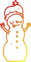 warm gradient line drawing cartoon christmas snowman vector