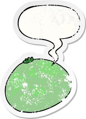 cartoon squash and speech bubble distressed sticker