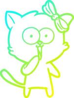 cold gradient line drawing cartoon cat vector
