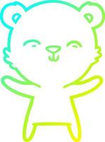 cold gradient line drawing happy cartoon polar bear vector