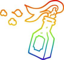 rainbow gradient line drawing cartoon molotov cocktail vector