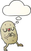 cartoon happy potato and thought bubble in smooth gradient style vector