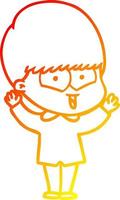 warm gradient line drawing cartoon happy boy vector