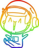 rainbow gradient line drawing happy cartoon astronaut sitting vector