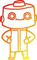 warm gradient line drawing cartoon robot vector