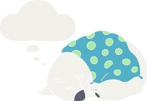 cartoon polar bear sleeping and thought bubble in retro style vector