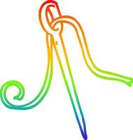 rainbow gradient line drawing cartoon needle and thread vector