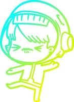 cold gradient line drawing angry cartoon space girl vector