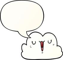 cute cartoon cloud and speech bubble in smooth gradient style vector