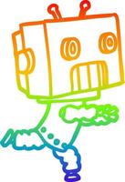 rainbow gradient line drawing cartoon robot vector