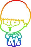 rainbow gradient line drawing cartoon happy boy vector