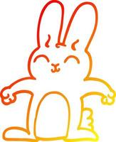 warm gradient line drawing happy cartoon rabbit vector