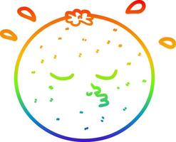 arco iris gradiente línea dibujo dibujos animados naranja con cara vector