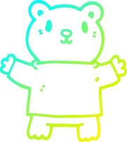 cold gradient line drawing cartoon teddy bear vector