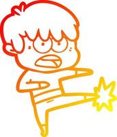 warm gradient line drawing worried cartoon boy vector