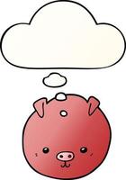 cartoon pig and thought bubble in smooth gradient style vector