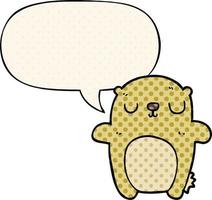 cartoon bear and speech bubble in comic book style vector