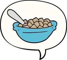 cartoon cereal bowl and speech bubble vector
