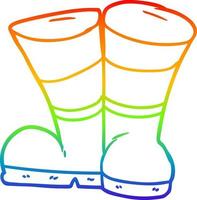 rainbow gradient line drawing wellington boots cartoon vector