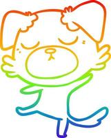 rainbow gradient line drawing cute cartoon dog vector