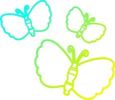 cold gradient line drawing cartoon butterflies vector