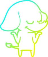 cold gradient line drawing cartoon smiling elephant vector