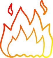 warm gradient line drawing cartoon fire burning vector