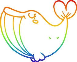 línea de gradiente de arco iris dibujo ballena de dibujos animados vector