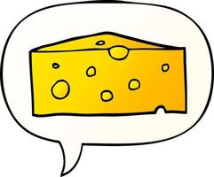 cartoon cheese and speech bubble in smooth gradient style vector