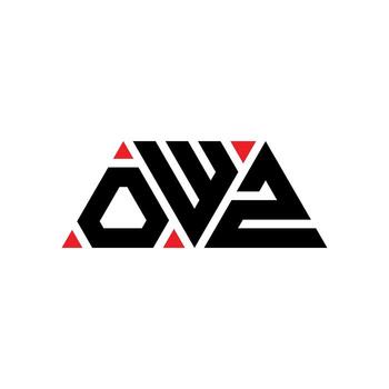 OWZ triangle letter logo design with triangle shape. OWZ triangle logo design monogram. OWZ triangle vector logo template with red color. OWZ triangular logo Simple, Elegant, and Luxurious Logo. OWZ