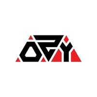 OZY triangle letter logo design with triangle shape. OZY triangle logo design monogram. OZY triangle vector logo template with red color. OZY triangular logo Simple, Elegant, and Luxurious Logo. OZY