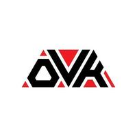 OVK triangle letter logo design with triangle shape. OVK triangle logo design monogram. OVK triangle vector logo template with red color. OVK triangular logo Simple, Elegant, and Luxurious Logo. OVK