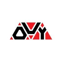 OUY triangle letter logo design with triangle shape. OUY triangle logo design monogram. OUY triangle vector logo template with red color. OUY triangular logo Simple, Elegant, and Luxurious Logo. OUY