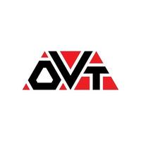 OVT triangle letter logo design with triangle shape. OVT triangle logo design monogram. OVT triangle vector logo template with red color. OVT triangular logo Simple, Elegant, and Luxurious Logo. OVT