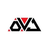 OVJ triangle letter logo design with triangle shape. OVJ triangle logo design monogram. OVJ triangle vector logo template with red color. OVJ triangular logo Simple, Elegant, and Luxurious Logo. OVJ