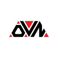 OVN triangle letter logo design with triangle shape. OVN triangle logo design monogram. OVN triangle vector logo template with red color. OVN triangular logo Simple, Elegant, and Luxurious Logo. OVN