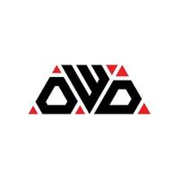 OWD triangle letter logo design with triangle shape. OWD triangle logo design monogram. OWD triangle vector logo template with red color. OWD triangular logo Simple, Elegant, and Luxurious Logo. OWD