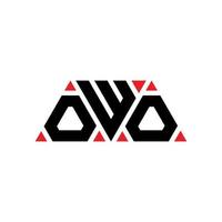 OWO triangle letter logo design with triangle shape. OWO triangle logo design monogram. OWO triangle vector logo template with red color. OWO triangular logo Simple, Elegant, and Luxurious Logo. OWO