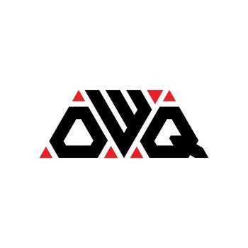 OWQ triangle letter logo design with triangle shape. OWQ triangle logo design monogram. OWQ triangle vector logo template with red color. OWQ triangular logo Simple, Elegant, and Luxurious Logo. OWQ