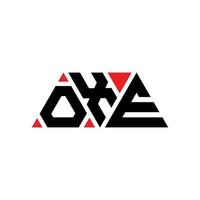 OXE triangle letter logo design with triangle shape. OXE triangle logo design monogram. OXE triangle vector logo template with red color. OXE triangular logo Simple, Elegant, and Luxurious Logo. OXE