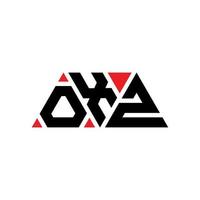 OXZ triangle letter logo design with triangle shape. OXZ triangle logo design monogram. OXZ triangle vector logo template with red color. OXZ triangular logo Simple, Elegant, and Luxurious Logo. OXZ