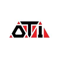 diseño de logotipo de letra triangular oti con forma de triángulo. monograma de diseño del logotipo del triángulo oti. plantilla de logotipo de vector de triángulo oti con color rojo. logotipo triangular oti logotipo simple, elegante y lujoso. otí