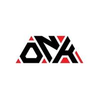 ONK triangle letter logo design with triangle shape. ONK triangle logo design monogram. ONK triangle vector logo template with red color. ONK triangular logo Simple, Elegant, and Luxurious Logo. ONK