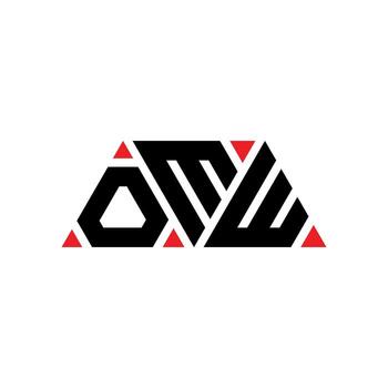 OMW triangle letter logo design with triangle shape. OMW triangle logo design monogram. OMW triangle vector logo template with red color. OMW triangular logo Simple, Elegant, and Luxurious Logo. OMW