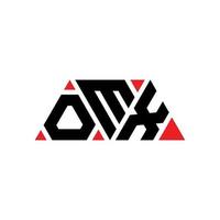 OMX triangle letter logo design with triangle shape. OMX triangle logo design monogram. OMX triangle vector logo template with red color. OMX triangular logo Simple, Elegant, and Luxurious Logo. OMX