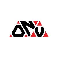 ONV triangle letter logo design with triangle shape. ONV triangle logo design monogram. ONV triangle vector logo template with red color. ONV triangular logo Simple, Elegant, and Luxurious Logo. ONV