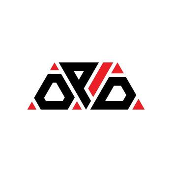 OPD triangle letter logo design with triangle shape. OPD triangle logo design monogram. OPD triangle vector logo template with red color. OPD triangular logo Simple, Elegant, and Luxurious Logo. OPD
