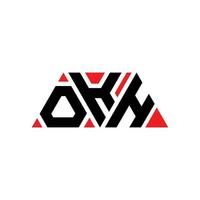 OKH triangle letter logo design with triangle shape. OKH triangle logo design monogram. OKH triangle vector logo template with red color. OKH triangular logo Simple, Elegant, and Luxurious Logo. OKH