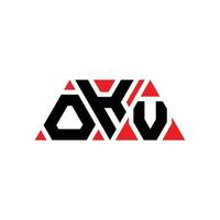 OKV triangle letter logo design with triangle shape. OKV triangle logo design monogram. OKV triangle vector logo template with red color. OKV triangular logo Simple, Elegant, and Luxurious Logo. OKV